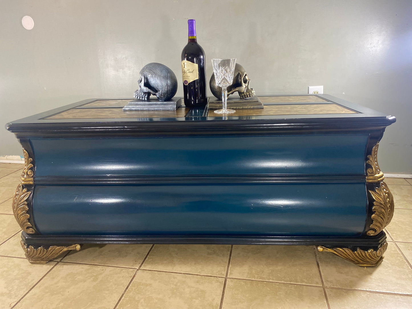 Wooden Coffee Table Gold Leaf Luxury Vintage Furniture 6