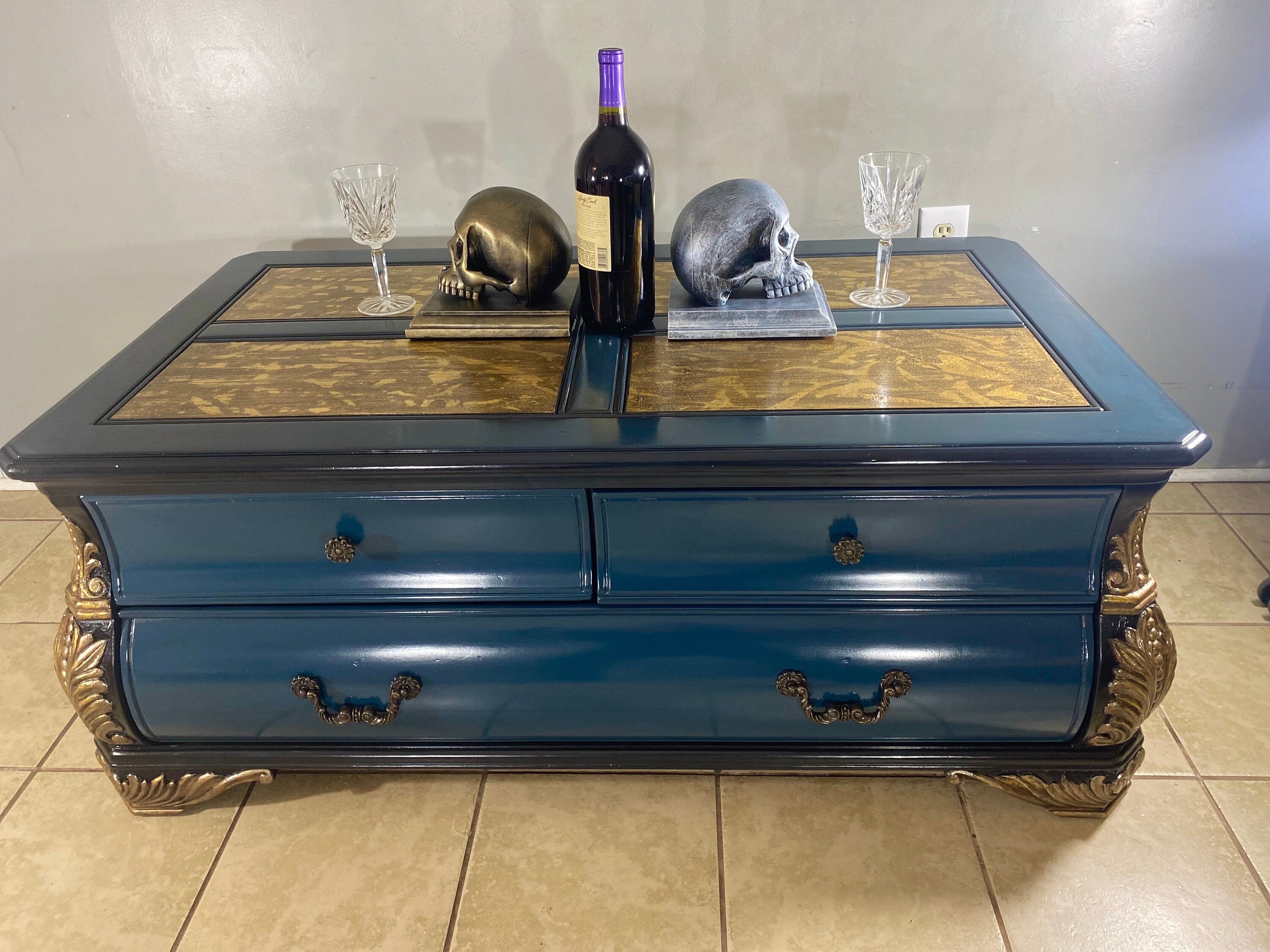 luxury Vintage Gold Leaf Coffee Table 8