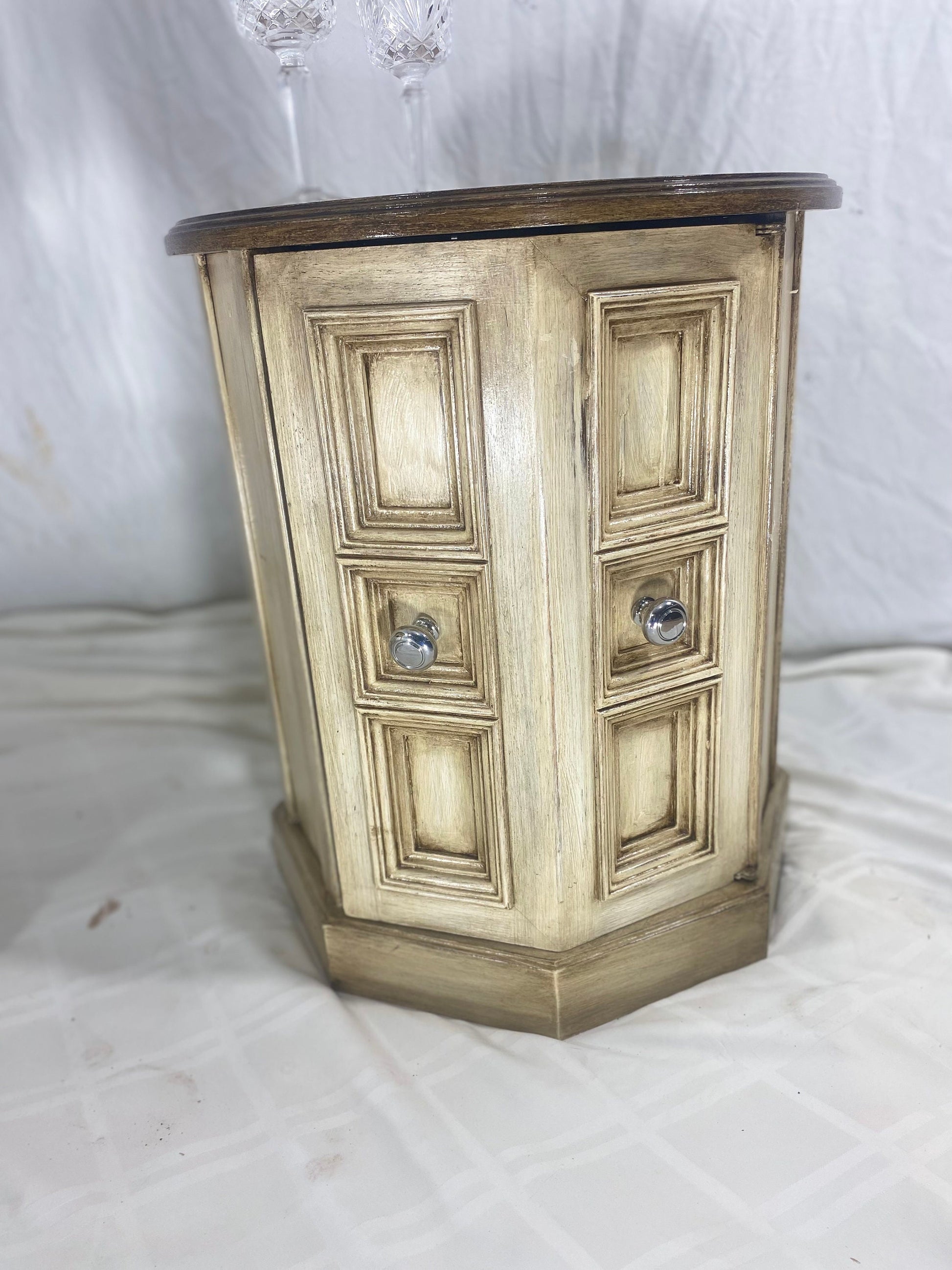 Wooden Side Table White Brown 7