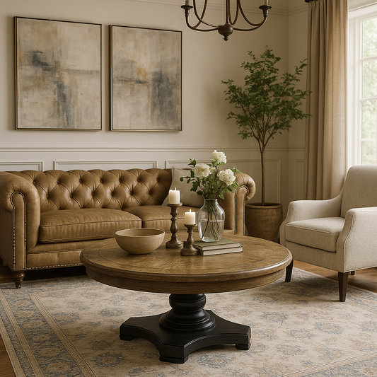 Wooden Round Pedestal Table